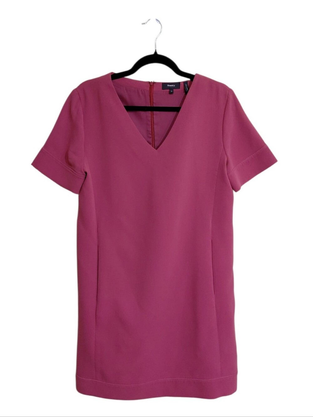 Theory Fuchsia Short Sleeve Midi Dress